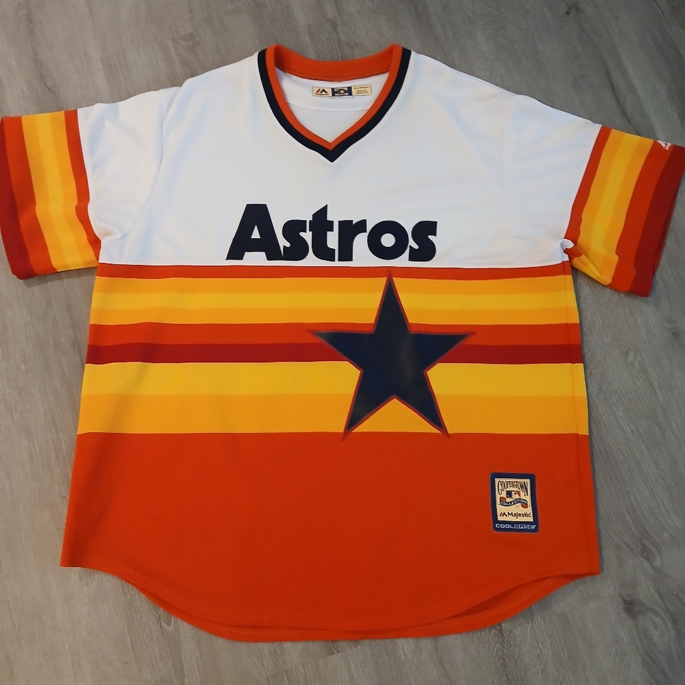 Majestic Cooperstown Houston Astros 'Tequila Sunrise' Stitched Jersey - Size 2XL